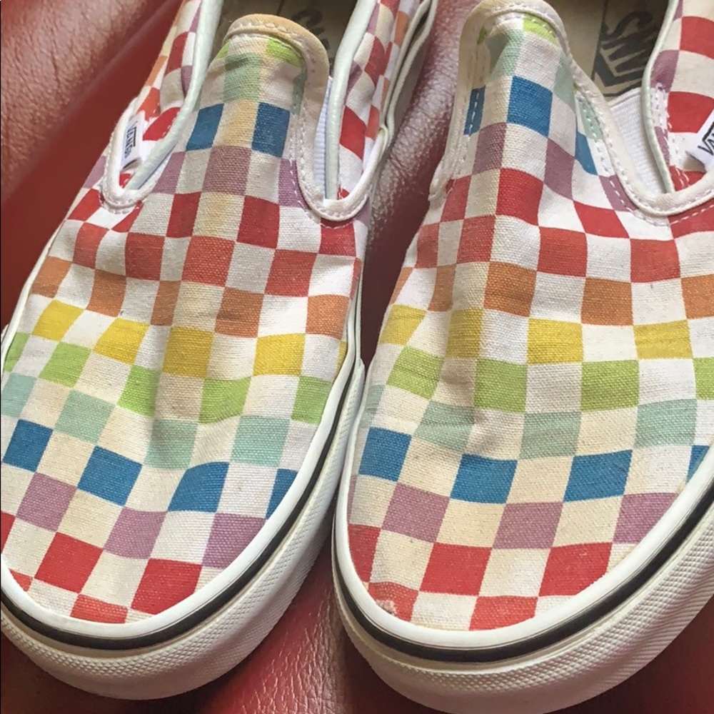 Rainbow Slip-On Vans Size 9( Women’s )